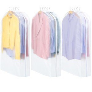 Carbrea 10" Gusseted Garment Bags for Hanging Clothes - 3 Packs Translucent Suit Bag for Closet Wardrobe Storage Travel - 43 inch