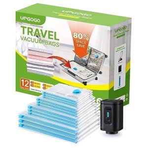 UPGOGO 12-Pack Travel Vacuum Bags with Pump