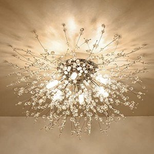 Modern Gold Crystal Flush Mount Ceiling Light