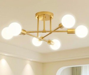 Gold 6-Light Chandelier Ceiling Light for Home