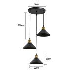 Vintage 3-Light Black Metal Pendant Ceiling Light