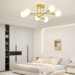 Gold 6-Light Chandelier Ceiling Light for Home