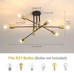 Modern Black Gold Sputnik Chandelier with 6 Lights