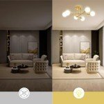 Gold 6-Light Chandelier Ceiling Light for Home