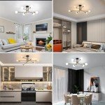 Modern Black Gold Sputnik Chandelier with 6 Lights