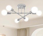 Silver 6-Light Chandelier for Living Room & Kitchen