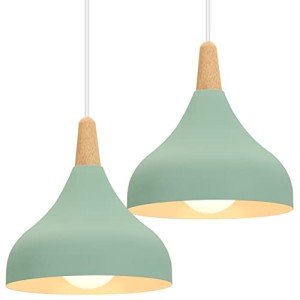 Set of 2 Retro Pendant Ceiling Lights - Green