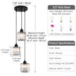 Modern Black Crystal 3-Light Chandelier Pendant