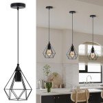 Black Industrial Cage Pendant Light for Ceiling