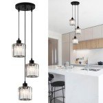 Modern Black Crystal 3-Light Chandelier Pendant