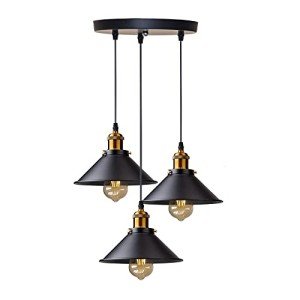 Vintage 3-Light Black Metal Pendant Ceiling Light