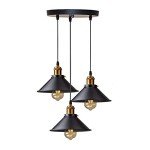 Vintage 3-Light Black Metal Pendant Ceiling Light