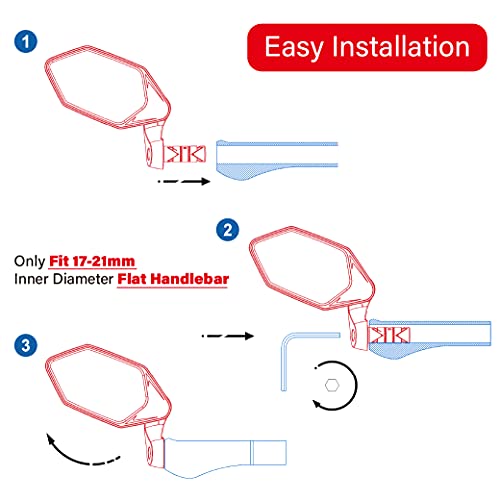Silver Left Side Bike Mirror with Scratch-Resistant Lens
