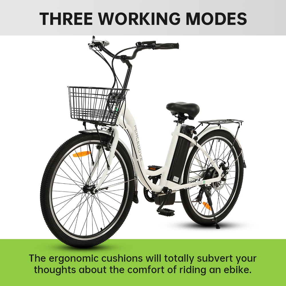 26" 350W Electric City Bike with Basket