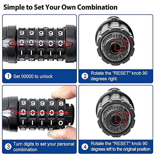 5-Digit Combination Bike Chain Lock – 3.2ft Secure Lock