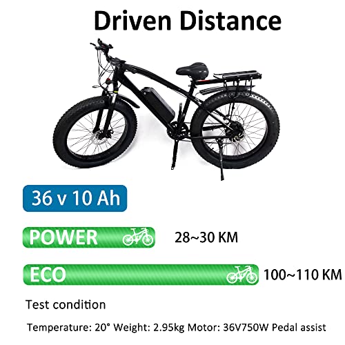 Lithium-Ion Ebike Battery for 200-1500W Motor (36V 10Ah)
