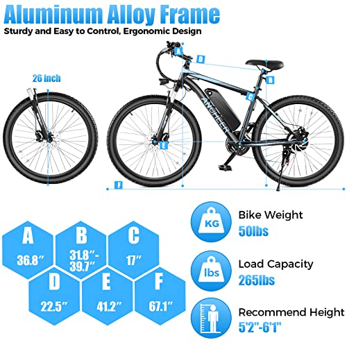 ANCHEER Electric Mountain Bike 500W 26'' Commuter Ebike