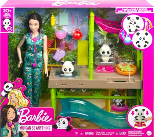 Barbie Panda Rescue Vet Doll Playset with Pets