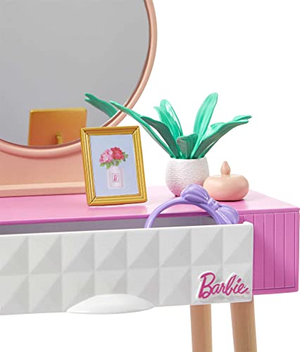 Barbie Vanity Set with Mirror, Stool, and Beauty Products