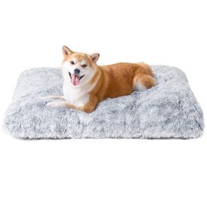 Fluffy Grey Calming Anti-Anxiety Dog Bed