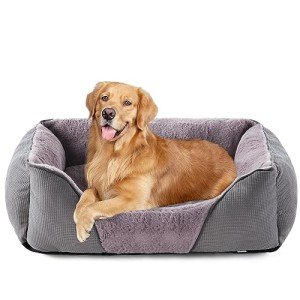 Large Dog Sofa Bed with Rabbit-Velvet Fabric