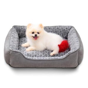 Cozy Grey Small Dog Bed with Non-Slip Bottom