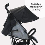 My Babiie MB02 Lightweight Travel Stroller - Black/Grey