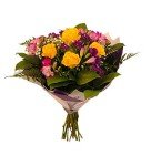 Scented Cheer Bouquet: Yellow Roses & Cerise Blooms