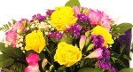 Scented Cheer Bouquet: Yellow Roses & Cerise Blooms