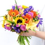 Summer Memories Flower Bouquet with Lilies, Roses, Sunflowers