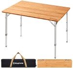 KingCamp Portable Bamboo Folding Camping Table with Carry Bag