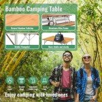 KingCamp Portable Bamboo Folding Camping Table with Carry Bag