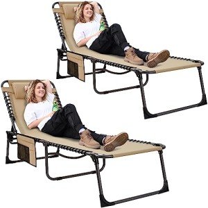 KingCamp Foldable Reclining Lounge Chairs - 2 Pack