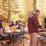 Foldable Camping Table with Storage Basket, Adjustable Height