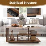 Geometric 3-Tier Coffee Table with Storage Shelves