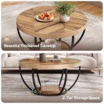 Tribesigns Industrial Round Coffee Table with Storage