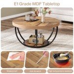 Tribesigns Industrial Round Coffee Table with Storage