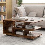 Geometric 3-Tier Coffee Table with Storage Shelves