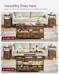 VASAGLE Rustic Lift Top Coffee Table with Storage