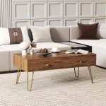 Modern Brown Coffee Table with Storage Drawers