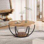 Tribesigns Industrial Round Coffee Table with Storage