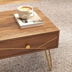 Modern Brown Coffee Table with Storage Drawers