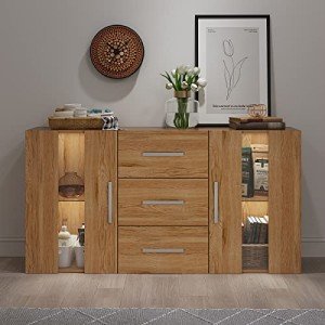 Panana LED Sideboard Cupboard with Glass Doors
