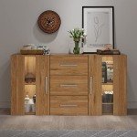 Panana LED Sideboard Cupboard with Glass Doors
