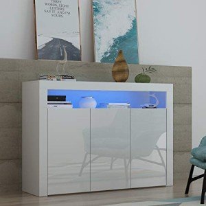 White LED Sideboard Cupboard with 3 Doors