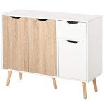 HOMCOM Natural Floor Standing Storage Cabinet with Drawer
