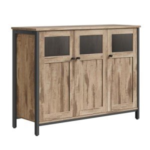VASAGLE Industrial Sideboard with Glass Doors