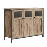 VASAGLE Industrial Sideboard with Glass Doors
