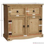 Rustic Solid Pine Wood Sideboard with Drawers