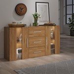 Panana LED Sideboard Cupboard with Glass Doors